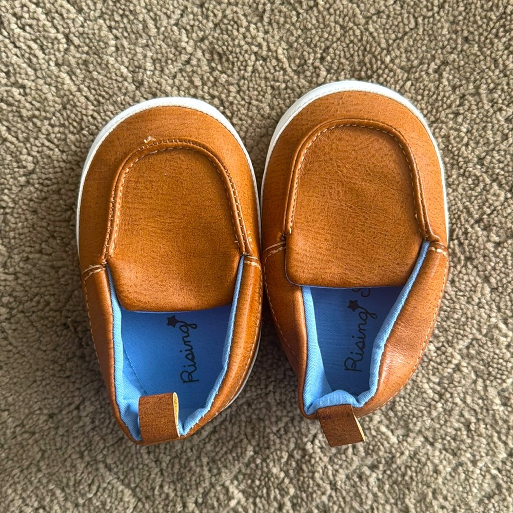 Never worn 9-12 month boy dress shoes slip ons